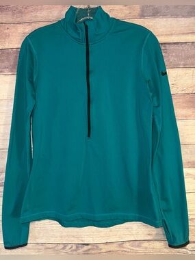 Nike Pro Woman’s Teal Half‑Zip Pullover Fleece Shirt